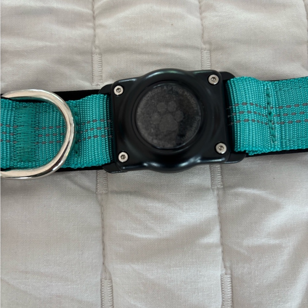 NWT AirTag Dog Collar, IP68 Waterproof Air Tag Holder, Reflective, teal color - Picture 6 of 8